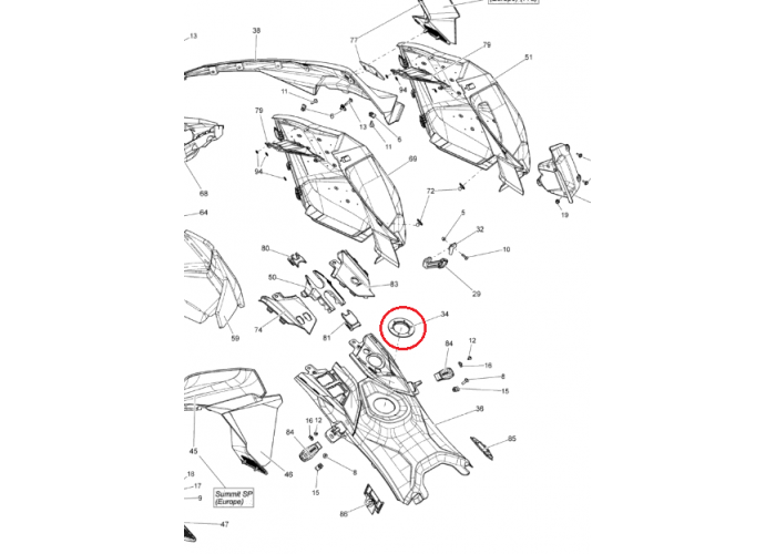 Piulita consola Ski-Doo Summit X 800RETEC XM-154, 2015